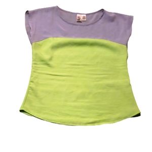 New L8ter sheer top. Large.  Green and grey.